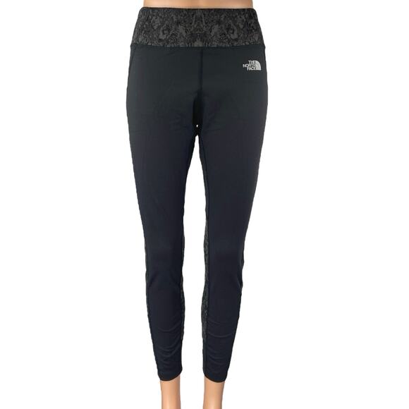The North Face Flash Dry Women's Black Printed Athletic Leggings Pants Size L - Picture 1 of 5